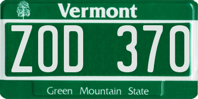 VT license plate ZOD370