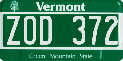 VT license plate ZOD372