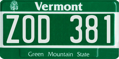 VT license plate ZOD381