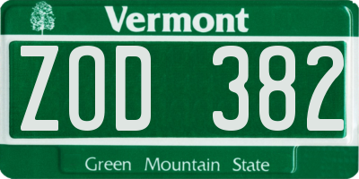 VT license plate ZOD382