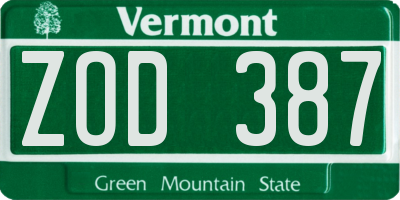 VT license plate ZOD387