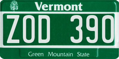 VT license plate ZOD390