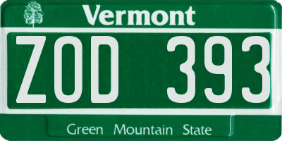 VT license plate ZOD393