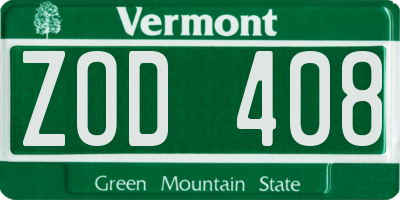 VT license plate ZOD408