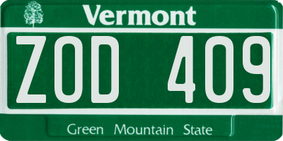 VT license plate ZOD409
