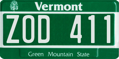 VT license plate ZOD411