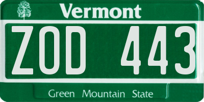 VT license plate ZOD443