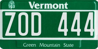 VT license plate ZOD444