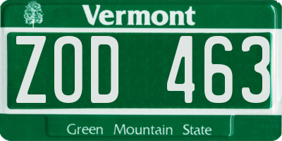 VT license plate ZOD463