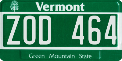 VT license plate ZOD464