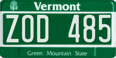 VT license plate ZOD485