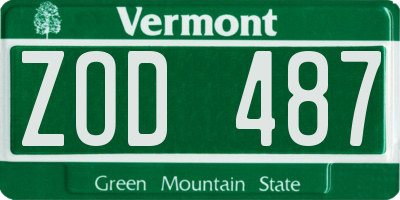 VT license plate ZOD487