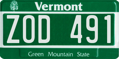 VT license plate ZOD491