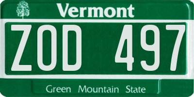 VT license plate ZOD497