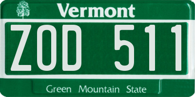 VT license plate ZOD511