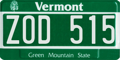 VT license plate ZOD515
