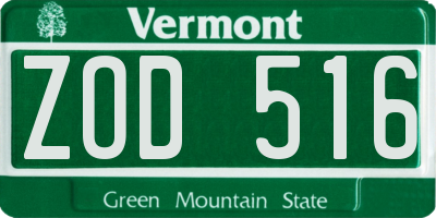 VT license plate ZOD516