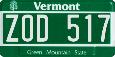 VT license plate ZOD517