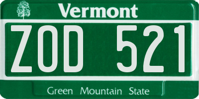 VT license plate ZOD521