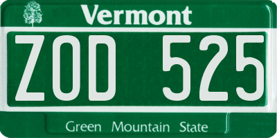VT license plate ZOD525
