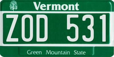 VT license plate ZOD531