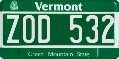 VT license plate ZOD532