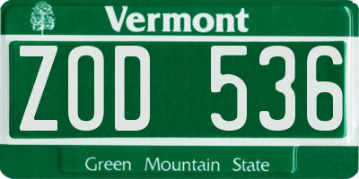 VT license plate ZOD536