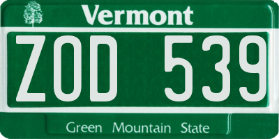 VT license plate ZOD539