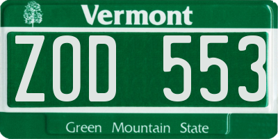 VT license plate ZOD553