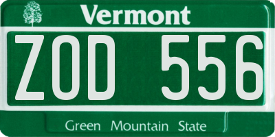 VT license plate ZOD556