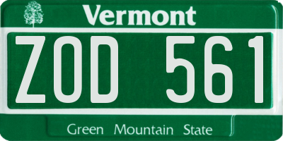 VT license plate ZOD561