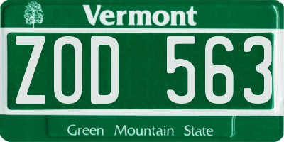 VT license plate ZOD563
