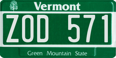 VT license plate ZOD571