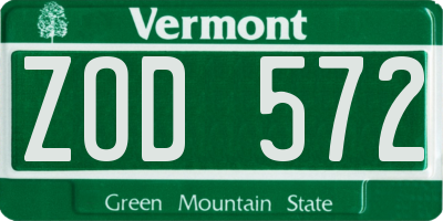 VT license plate ZOD572