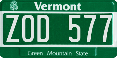 VT license plate ZOD577