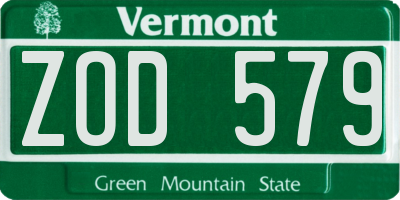 VT license plate ZOD579