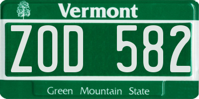 VT license plate ZOD582