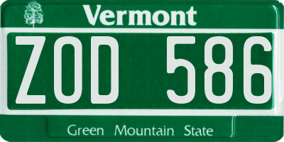 VT license plate ZOD586