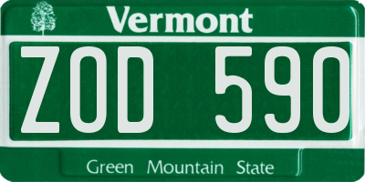 VT license plate ZOD590