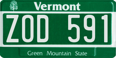 VT license plate ZOD591