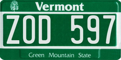 VT license plate ZOD597