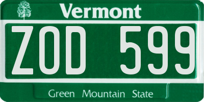 VT license plate ZOD599