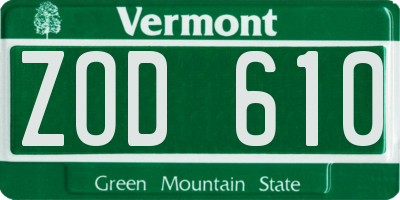 VT license plate ZOD610