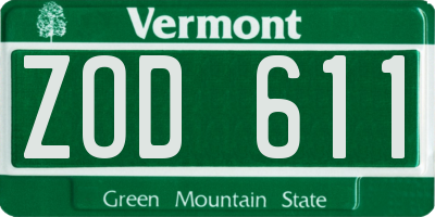 VT license plate ZOD611