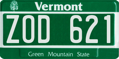 VT license plate ZOD621