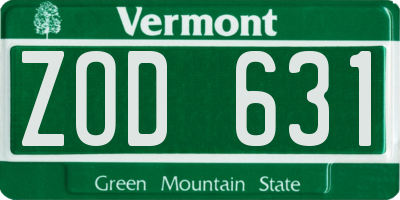 VT license plate ZOD631
