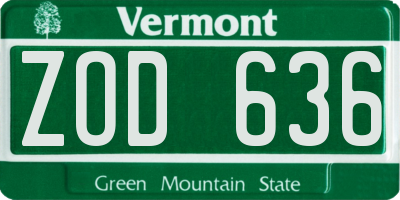 VT license plate ZOD636