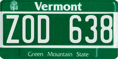 VT license plate ZOD638