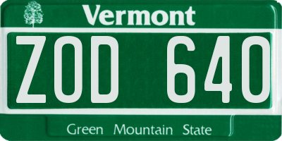 VT license plate ZOD640