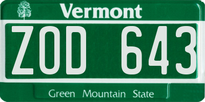 VT license plate ZOD643